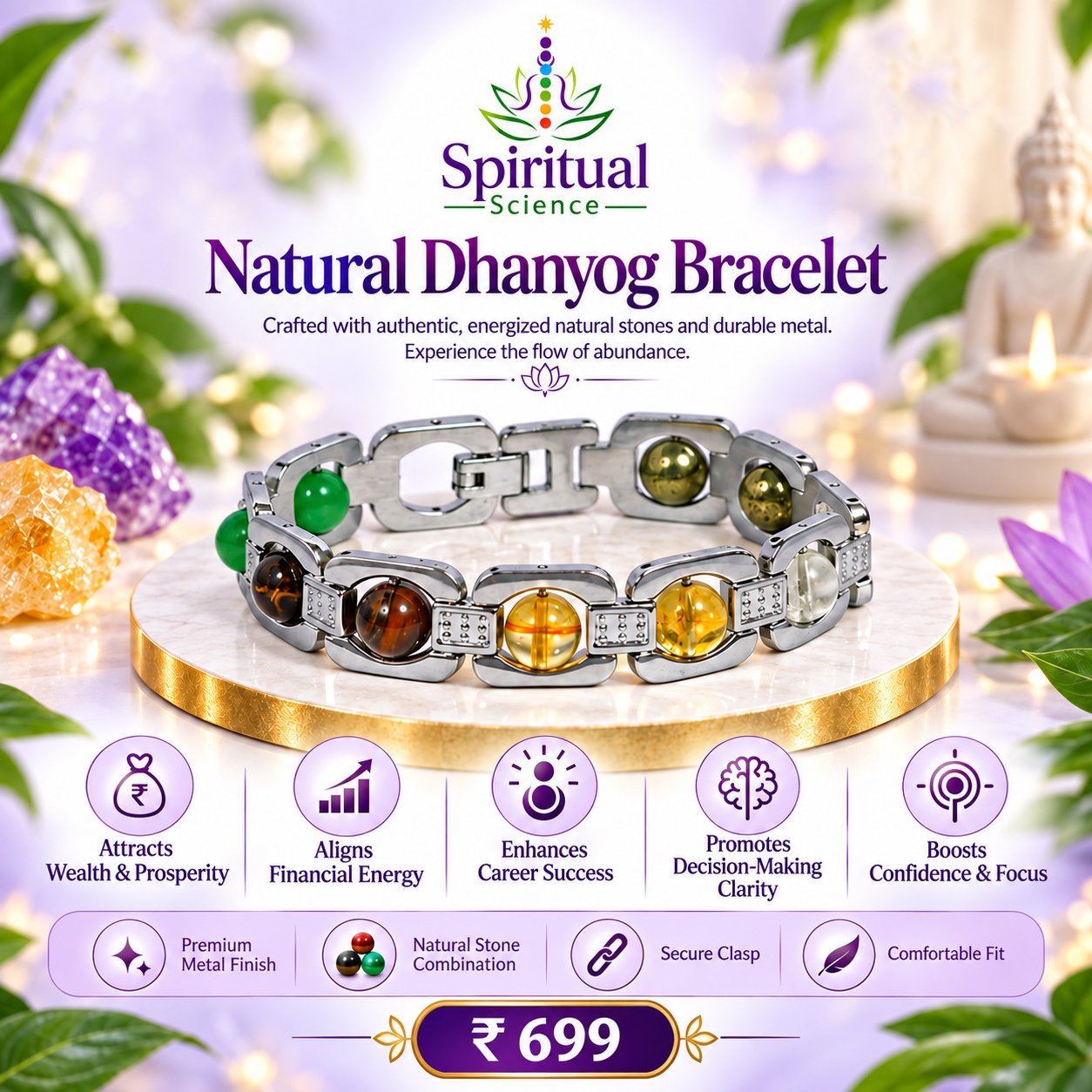 43 Natural Dhanyog Bracelet – Attracts Wealth, Prosperity, Career Success & Financial Energy - Image 1