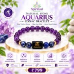 Natural Stone Aquarius Zodiac Bracelet – Promotes Mental Clarity, Intuition, Spiritual Growth & Good Fortune